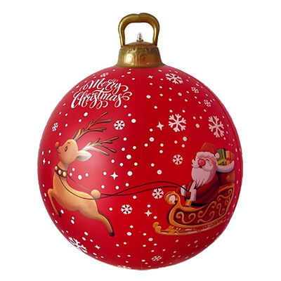 24-Inch PVC Inflatable Christmas Ball Multi-Color Christmas Atmosphere Pattern