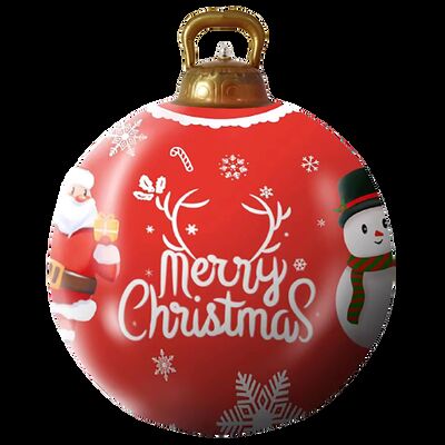 Durable PVC Red Glowing Xmas Tree Ornament Inflatable Ball Ideal for Christmas Decorations and Winter Holiday Celebrations
