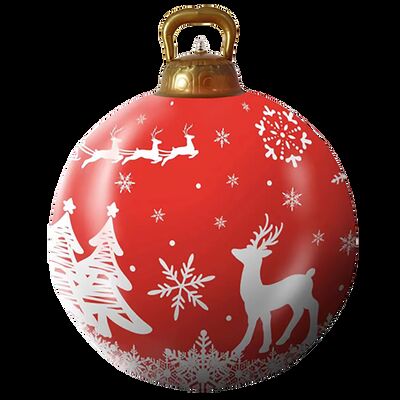 Durable PVC Red Glowing Xmas Tree Ornament Inflatable Ball Ideal for Christmas Decorations and Winter Holiday Celebrations