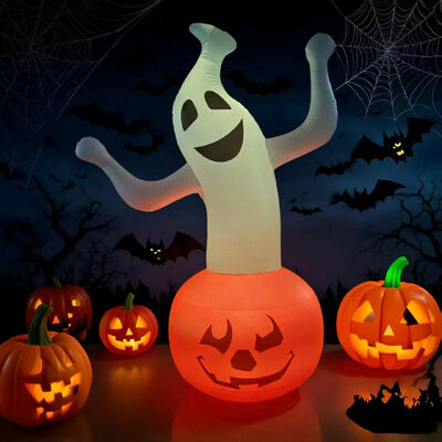 Halloween best-selling PVC inflatable LED light Pumpkin Ghost untoppleable figure Halloween airtight mold decoration