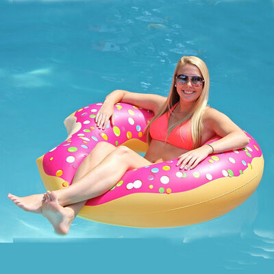 120-Centimeter Giant Donut Inflatable Toy Swimming Ring Outdoor Summer Beach Round Floating Ring