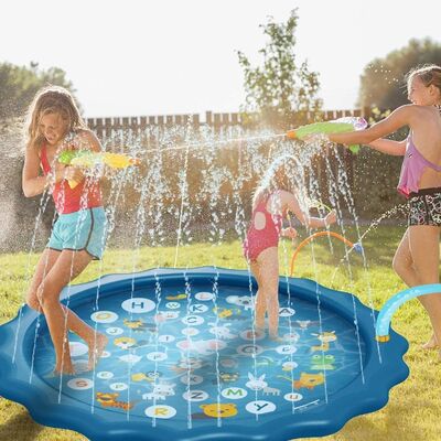 Ocean Theme Round PVC Water Spray Pad for Outdoor Water Play Adventure