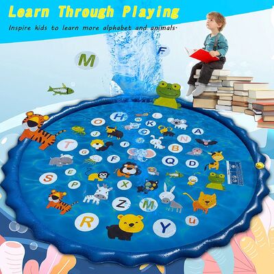 Ocean Theme Round PVC Water Spray Pad for Outdoor Water Play Adventure