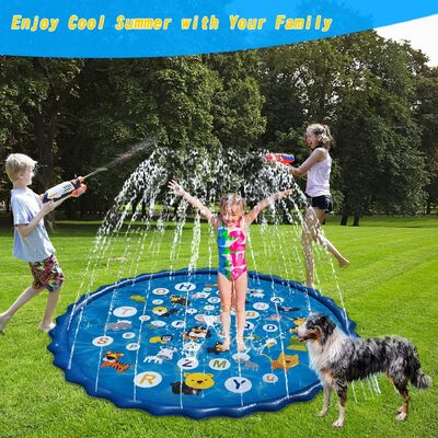 Ocean Theme Round PVC Water Spray Pad for Outdoor Water Play Adventure