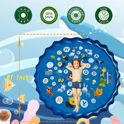 Ocean Theme Round PVC Water Spray Pad for Outdoor Water Play Adventure