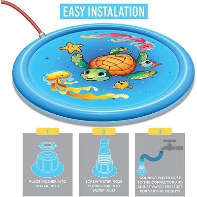 PVC turtle water spray pad, 69-inch water spray pad, ideal for summer games and outdoor activities