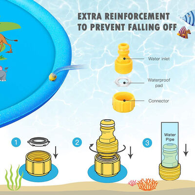 PVC blue dinosaur water spray pad, 69-inch water spray pad, ideal summer play and outdoor activity fountain toy