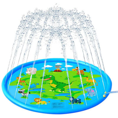 PVC blue dinosaur water spray pad, 69-inch water spray pad, ideal summer play and outdoor activity fountain toy