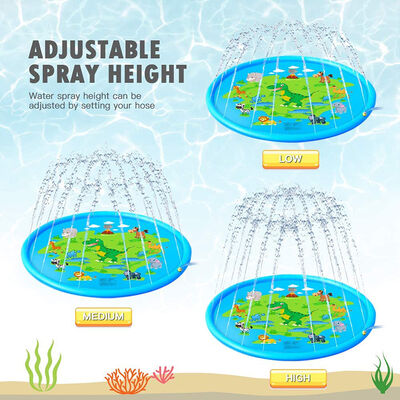 PVC blue dinosaur water spray pad, 69-inch water spray pad, ideal summer play and outdoor activity fountain toy