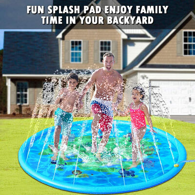 PVC blue dinosaur water spray pad, 69-inch water spray pad, ideal summer play and outdoor activity fountain toy