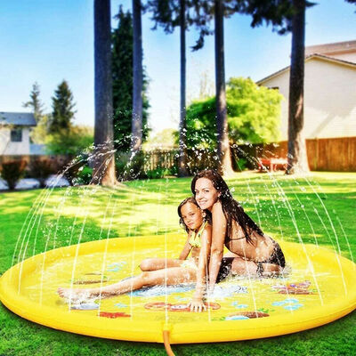 PVC yellow Dolphin water spray pad, 69-inch ideal summer game water spray pad, outdoor activity fountain toy