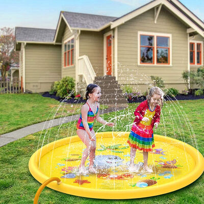 PVC yellow Dolphin water spray pad, 69-inch ideal summer game water spray pad, outdoor activity fountain toy