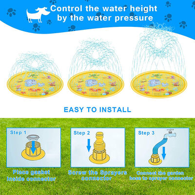 PVC yellow Dolphin water spray pad, 69-inch ideal summer game water spray pad, outdoor activity fountain toy