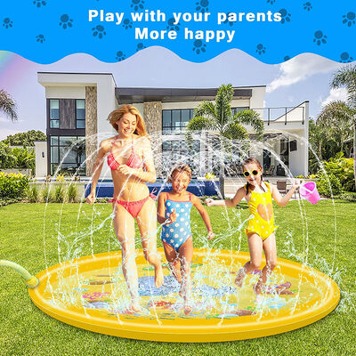 PVC yellow Dolphin water spray pad, 69-inch ideal summer game water spray pad, outdoor activity fountain toy