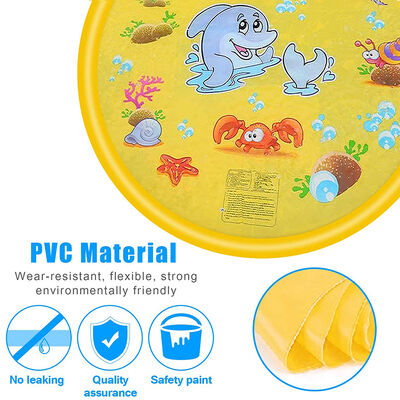 PVC yellow Dolphin water spray pad, 69-inch ideal summer game water spray pad, outdoor activity fountain toy