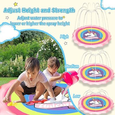 Summer children's water spray toy PVC pink Unicorn water spray pad, 69-inch spray pad, ideal summer play water spray pad, outdoor activity fountain toy