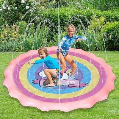 Summer children's water spray toy PVC pink Unicorn water spray pad, 69-inch spray pad, ideal summer play water spray pad, outdoor activity fountain toy
