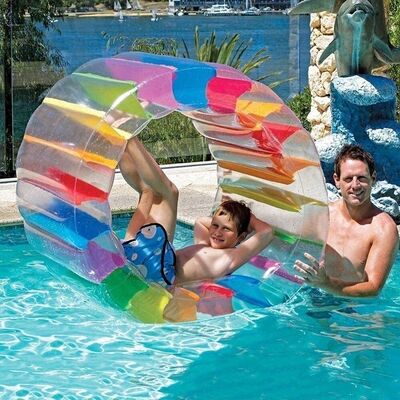 Summer color giant PVC inflatable roller water park swimming pool buoyancy water wheel children lawn beach roller sports toys
