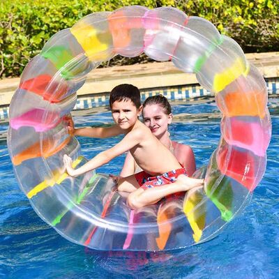 Summer color giant PVC inflatable roller water park swimming pool buoyancy water wheel children lawn beach roller sports toys