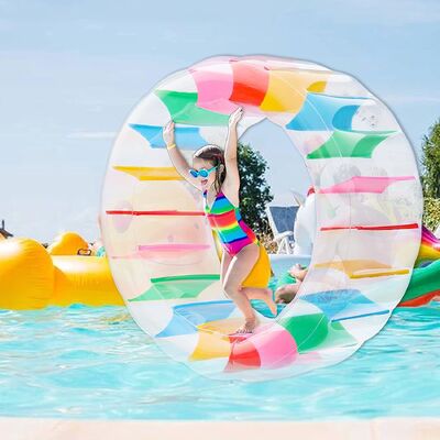 Summer color giant PVC inflatable roller water park swimming pool buoyancy water wheel children lawn beach roller sports toys