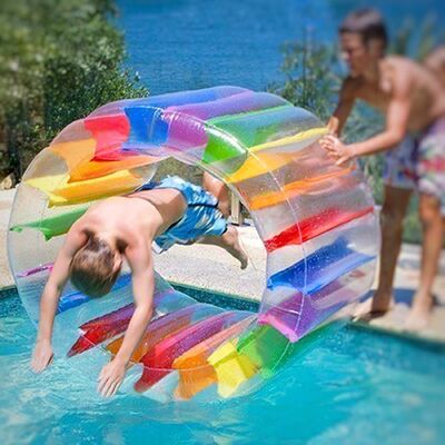 Summer color giant PVC inflatable roller water park swimming pool buoyancy water wheel children lawn beach roller sports toys