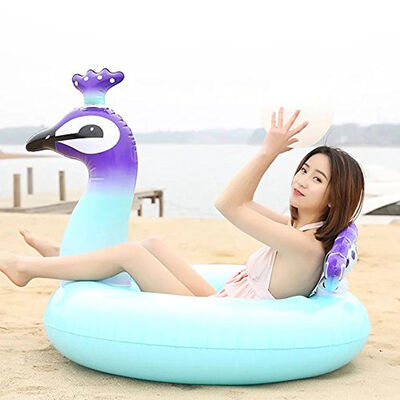 Large 120CM inflatable swimming ring, PVC inflatable peacock leisure swimming pool floating ring, outdoor water props