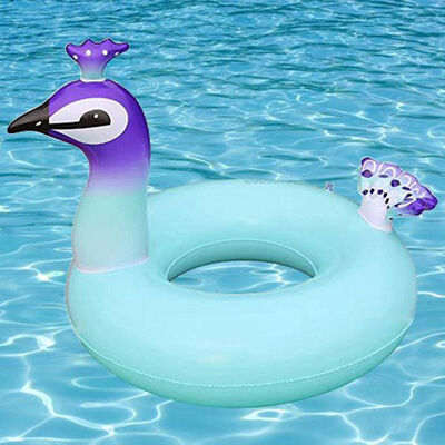 Large 120CM inflatable swimming ring, PVC inflatable peacock leisure swimming pool floating ring, outdoor water props