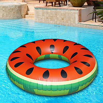 Super Large 120CM Pool Floating Swimming Ring, PVC Inflatable Swimming Ring Round Watermelon Donut
