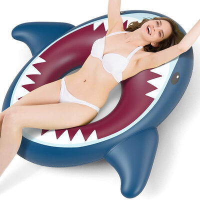 Extra Large Opposite Sex Shark Swimming Ring PVC Inflatable Water Surface Floating Tube Outdoor Party