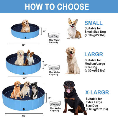 Approximately 100 to 600 Liters Foldable Dog Pool with Built-in Drainage Plug Multipurpose Suitable as Ball Pit or Sandbox