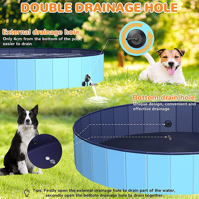 Approximately 100 to 600 Liters Foldable Dog Pool with Built-in Drainage Plug Multipurpose Suitable as Ball Pit or Sandbox