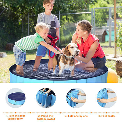 Approximately 100 to 600 Liters Foldable Dog Pool with Built-in Drainage Plug Multipurpose Suitable as Ball Pit or Sandbox