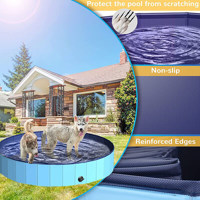 Approximately 100 to 600 Liters Foldable Dog Pool with Built-in Drainage Plug Multipurpose Suitable as Ball Pit or Sandbox