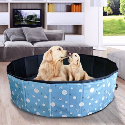 Nontoxic Foldable dog pool featuring built-in drainage plug ideal for outdoor indoor easy to clean and store pet water basin