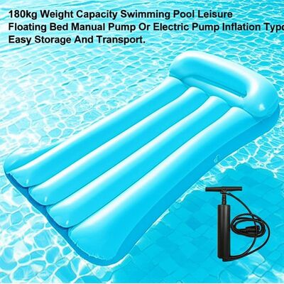 180kg Weight Capacity Swimming Pool Leisure Floating Bed Manual Pump Or Electric Pump Inflation Type Easy Storage And Transport