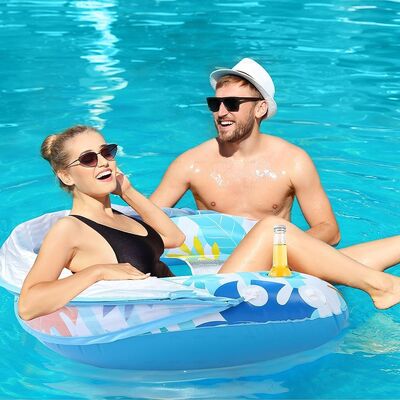 Water sun protection inflatable lounge chair, floating pool, U-shaped inflatable lounge chair, water sofa, sunshade canopy, PVC inflatable folding