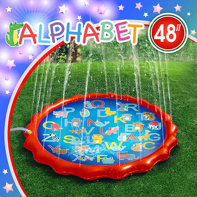 PVC water spray pad - Summer lace letter game water fountain - Outdoor activity play water pool - Grassland spray pad