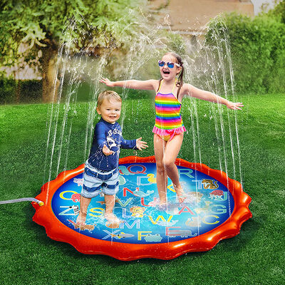 PVC water spray pad - Summer lace letter game water fountain - Outdoor activity play water pool - Grassland spray pad
