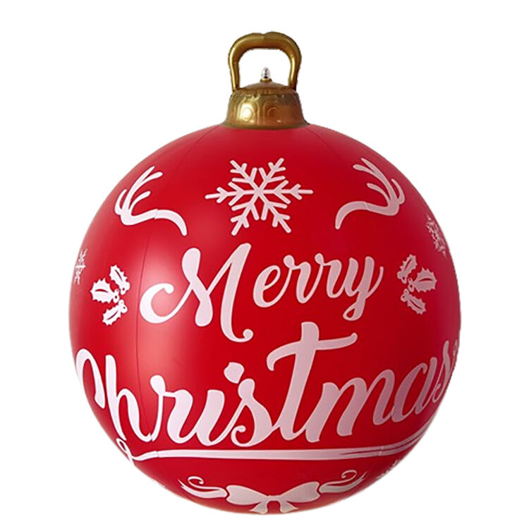 Durable PVC Red Glowing Xmas Tree Ornament Inflatable Ball Ideal for Christmas Decorations and Winter Holiday Celebrations