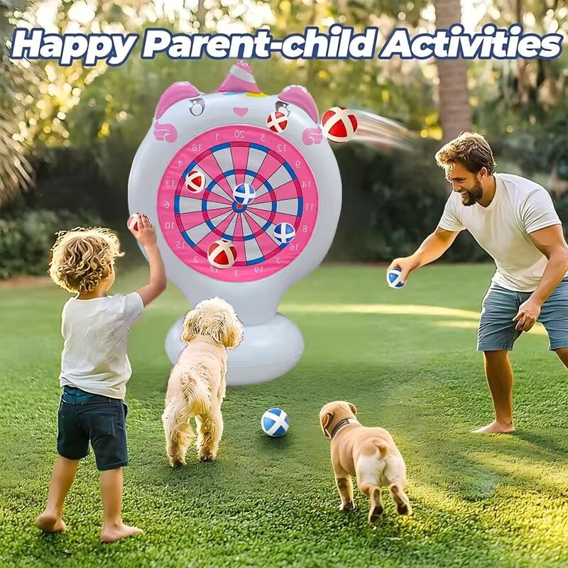 Inflatable unicorn throwing targets, PVC inflatable water darts, football penalty kicks, dartboard pasting fun, adult and children throwing toys, party game props