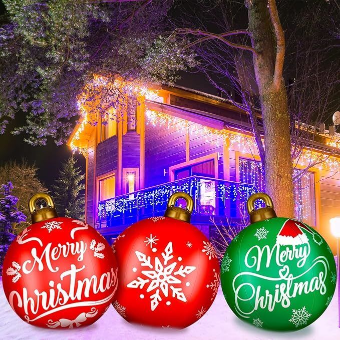 12-24 Inches Inflatable Christmas ball Red Easy To Set Up Inflates In Minutes