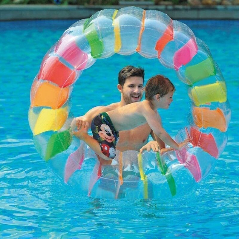 Summer color giant PVC inflatable roller water park swimming pool buoyancy water wheel children lawn beach roller sports toys