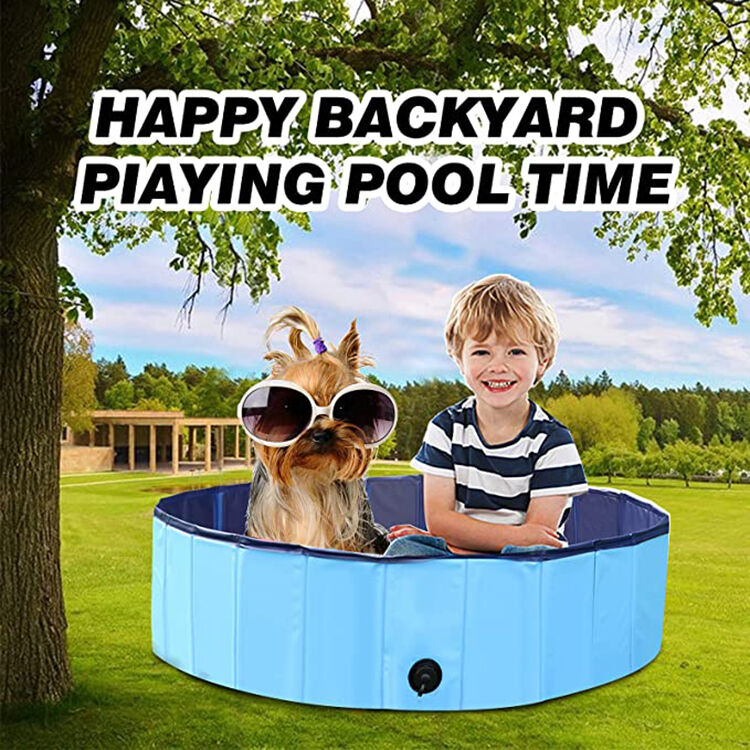 Approximately 100 to 600 Liters Foldable Dog Pool with Built-in Drainage Plug Multipurpose Suitable as Ball Pit or Sandbox