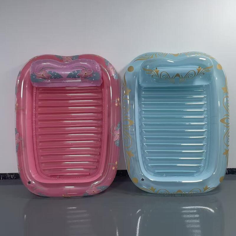 PVC inflatable large floating raft outdoor swimming pool party leisure floating bed with pillow, comfortable and foldable