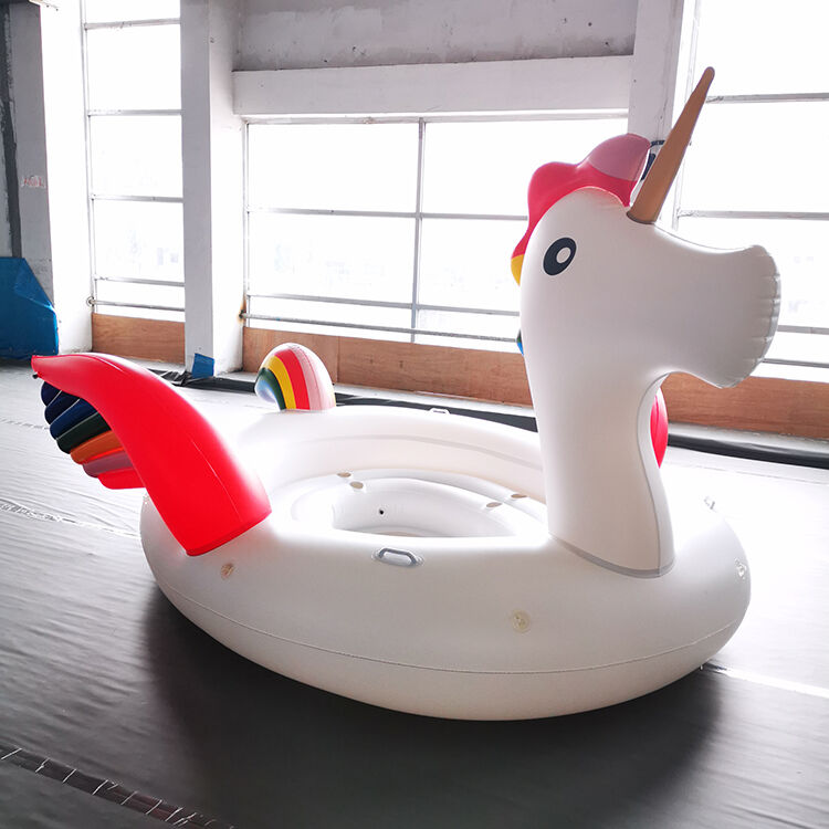 PVC inflatable water float, 4-person super-large unicorn-shaped water floating island, outdoor water surface suitable for multi-person parties