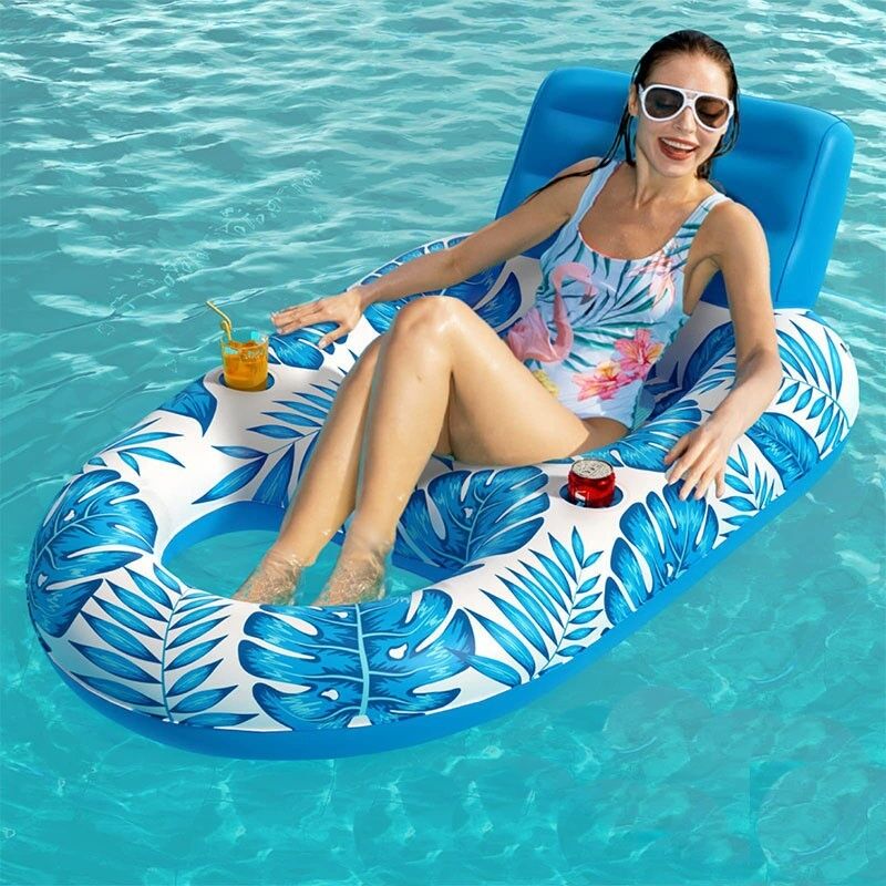 Swimming pool inflatable float, PVC inflatable foldable maple leaf float bed, water play hammock, single lounge chair float