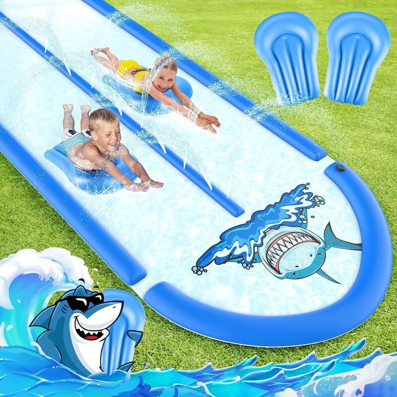 PVC shark water spray slide - summer children's water play toy - outdoor sports backyard lawn water fountain