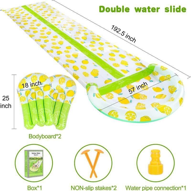 PVC Fresh Lime Water-Spraying Slide - Summer Children's Water-Skiing Toy - Outdoor Sports Backyard Lawn Water Fountain for Cool Summer
