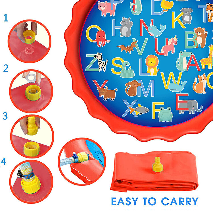 PVC water spray pad - Summer lace letter game water fountain - Outdoor activity play water pool - Grassland spray pad