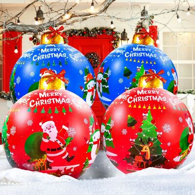 Customizable PVC inflatable Christmas balls in various patterns and sizes, Christmas courtyard porch decorations, and Christmas tree hangers